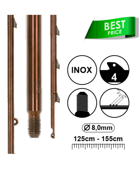 SPEAR SHAFT 8 MM 125- 165 CM TREADED TIP 4 SHARK FINS