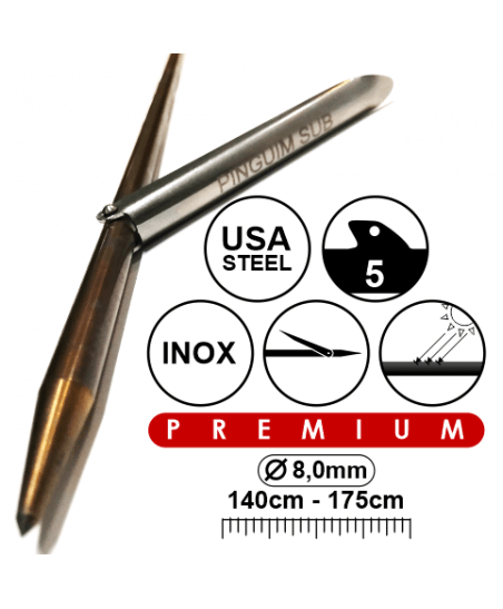 SPEAR SHAFT 8 MM 140 - 175CM  5 SHARK FINS